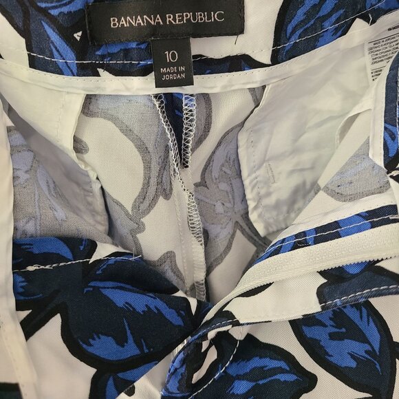 Banana Republic Women’s Floral Blue Print Cropped Pants Size 10 - Picture 6 of 7
